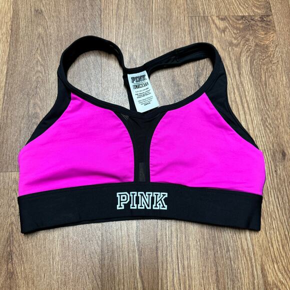 Victorias Secret PINK Black Ultimate Unlined Mesh Insert Sports Bra Size Small - Picture 1 of 6